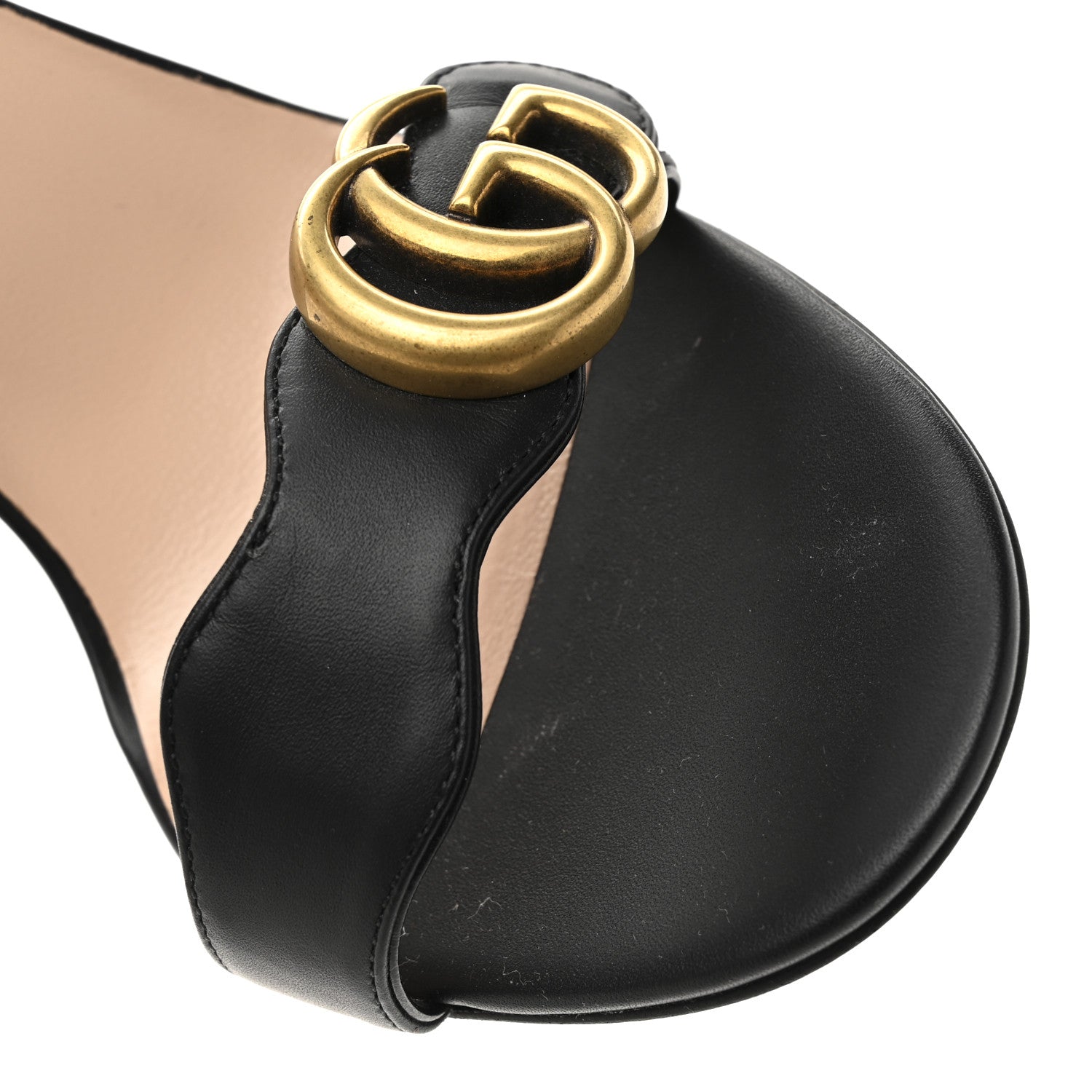 Gucci Lifford Calfskin GG Marmont Ankle Wrap 105mm Sandals 37 Black 10 of 11