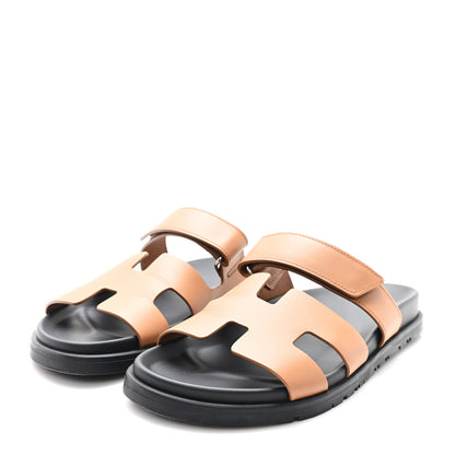 Hermes Calfskin Womens Chypre Sandals 39 Gold 4 of 10