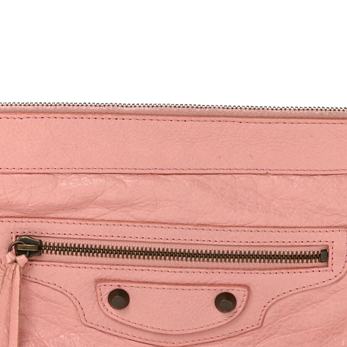 Agneau Classic Hardware Flat Handle Clutch Rose Peche