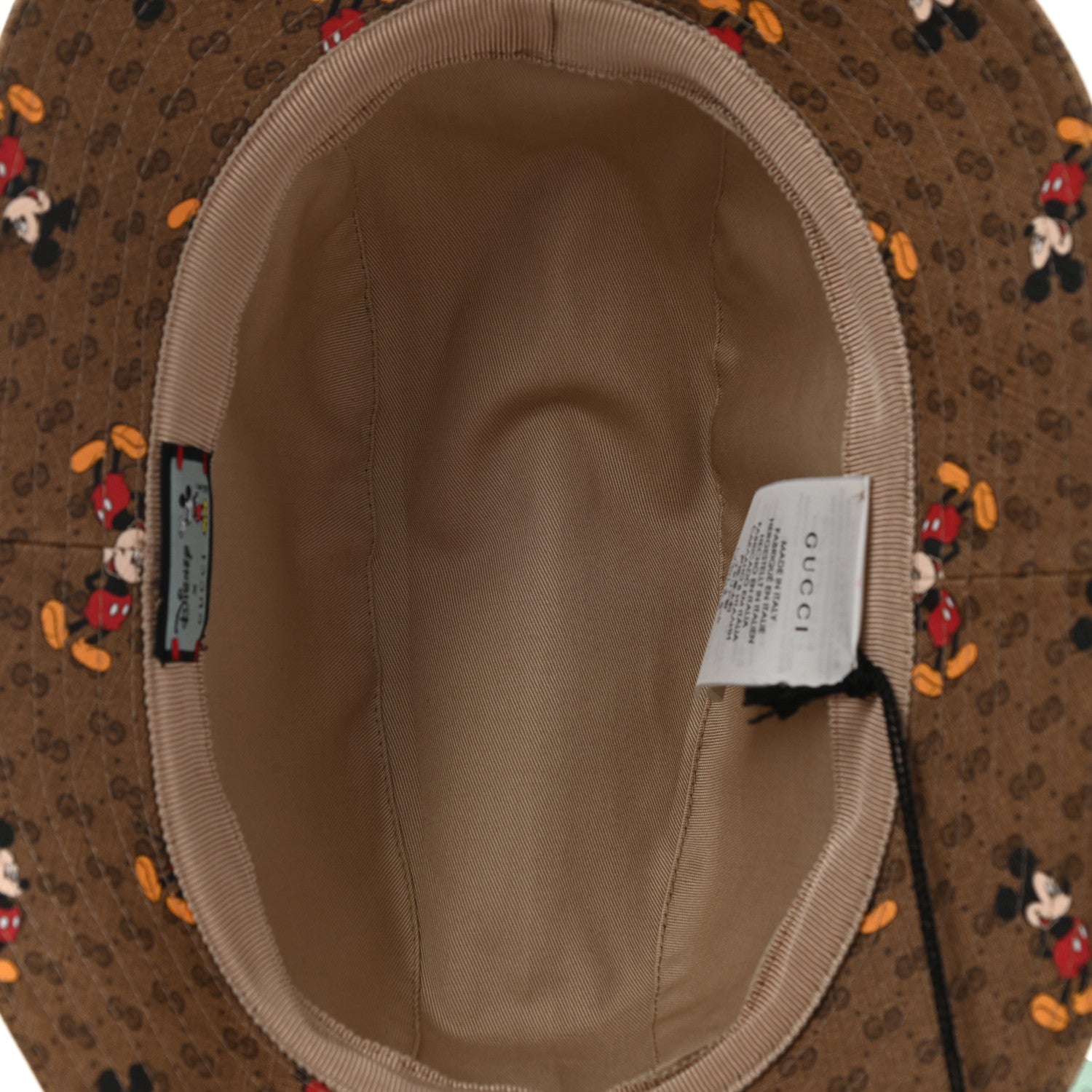 Gucci X DISNEY Mini Vintage GG Supreme Monogram Mickey Mouse Trent Bucket Hat L Beige Ebony Yellow 7 of 11