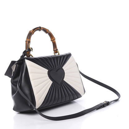 Gucci Calfskin Bamboo Trapuntata Queen Margaret Top Handle Bag Mystic White Black 3 of 10