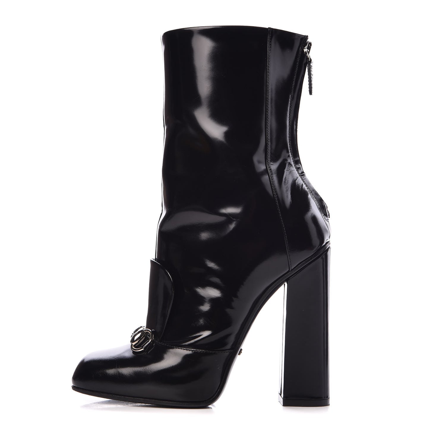 Patent Twiggy Horsebit Boot 36.5 Black