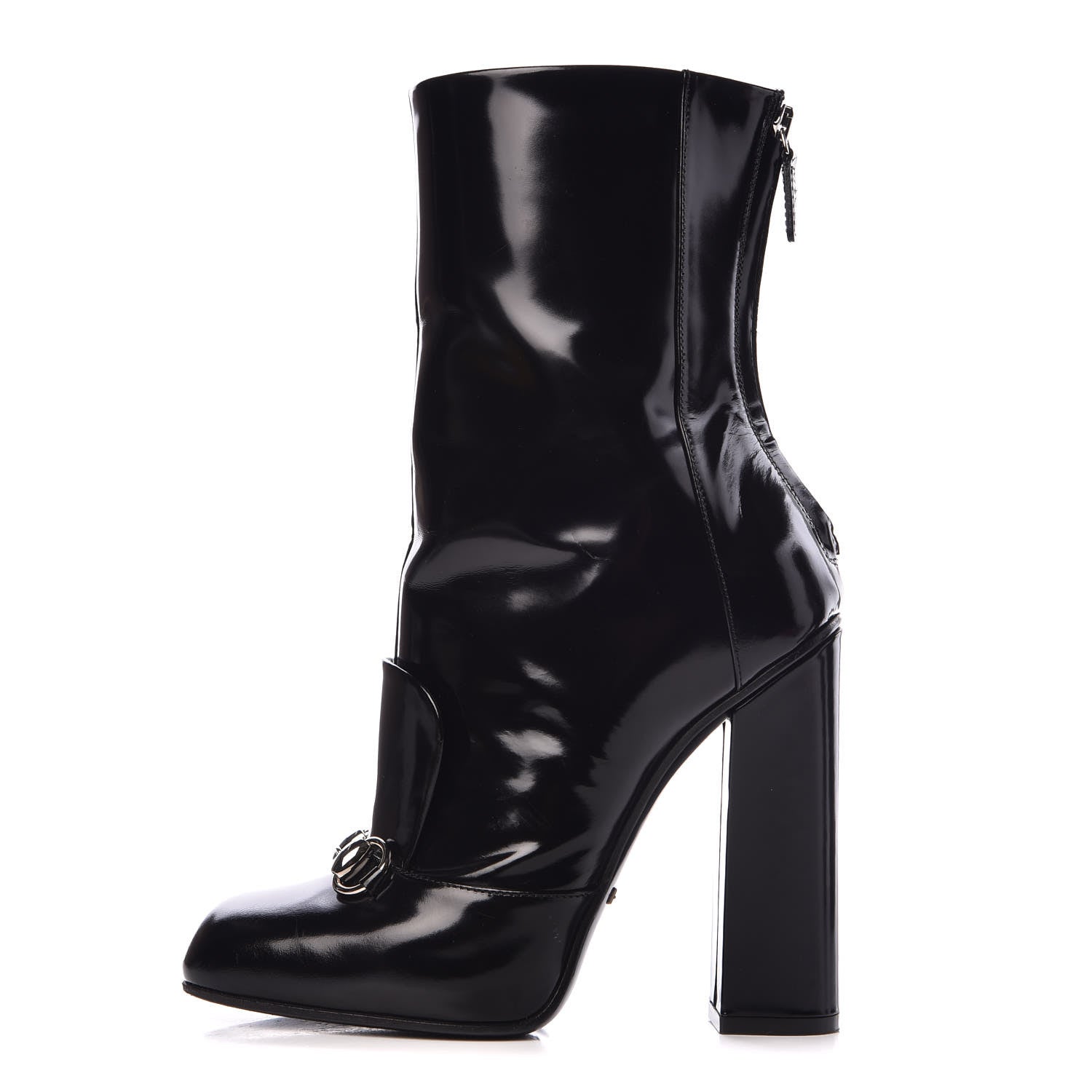Gucci Patent Twiggy Horsebit Boot 36.5 Black 1 of 12