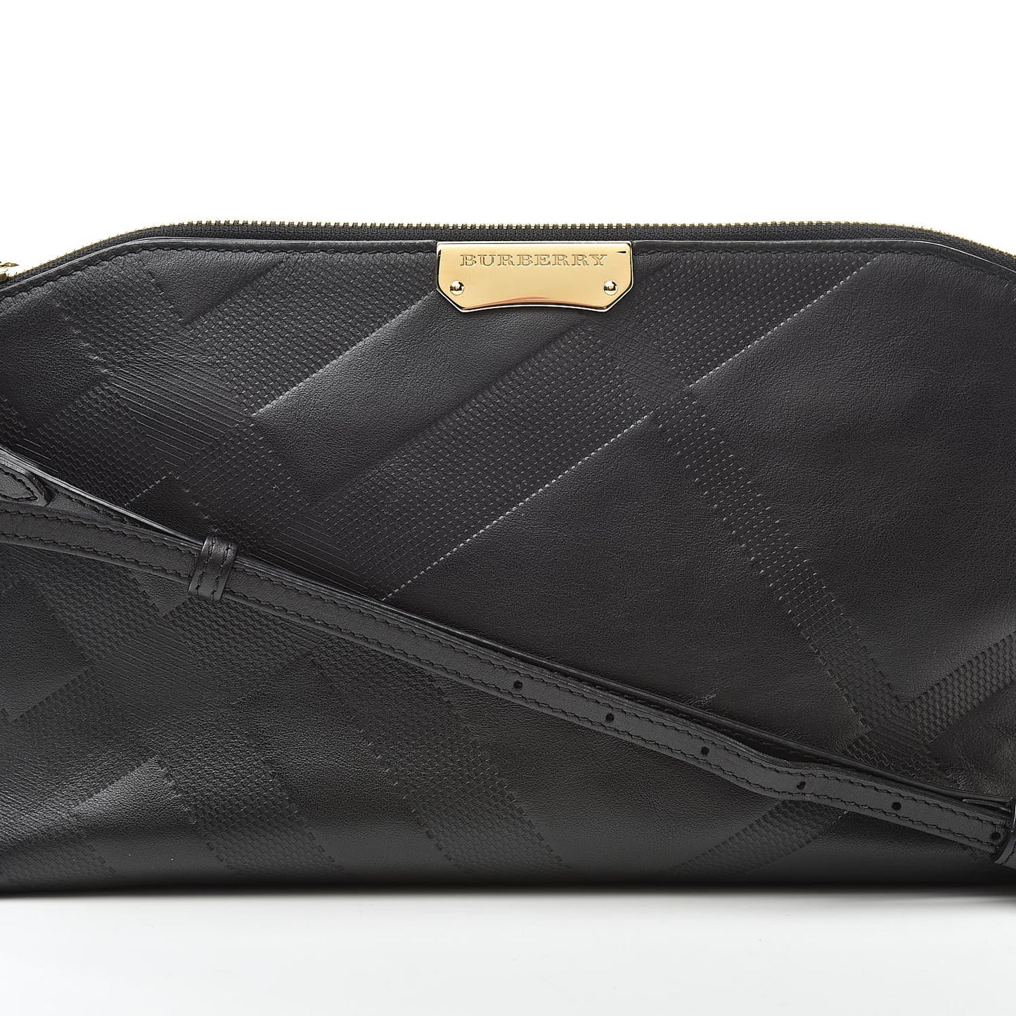 Calfskin Check Embossed Small Chichester Crossbody Clutch Bag Black