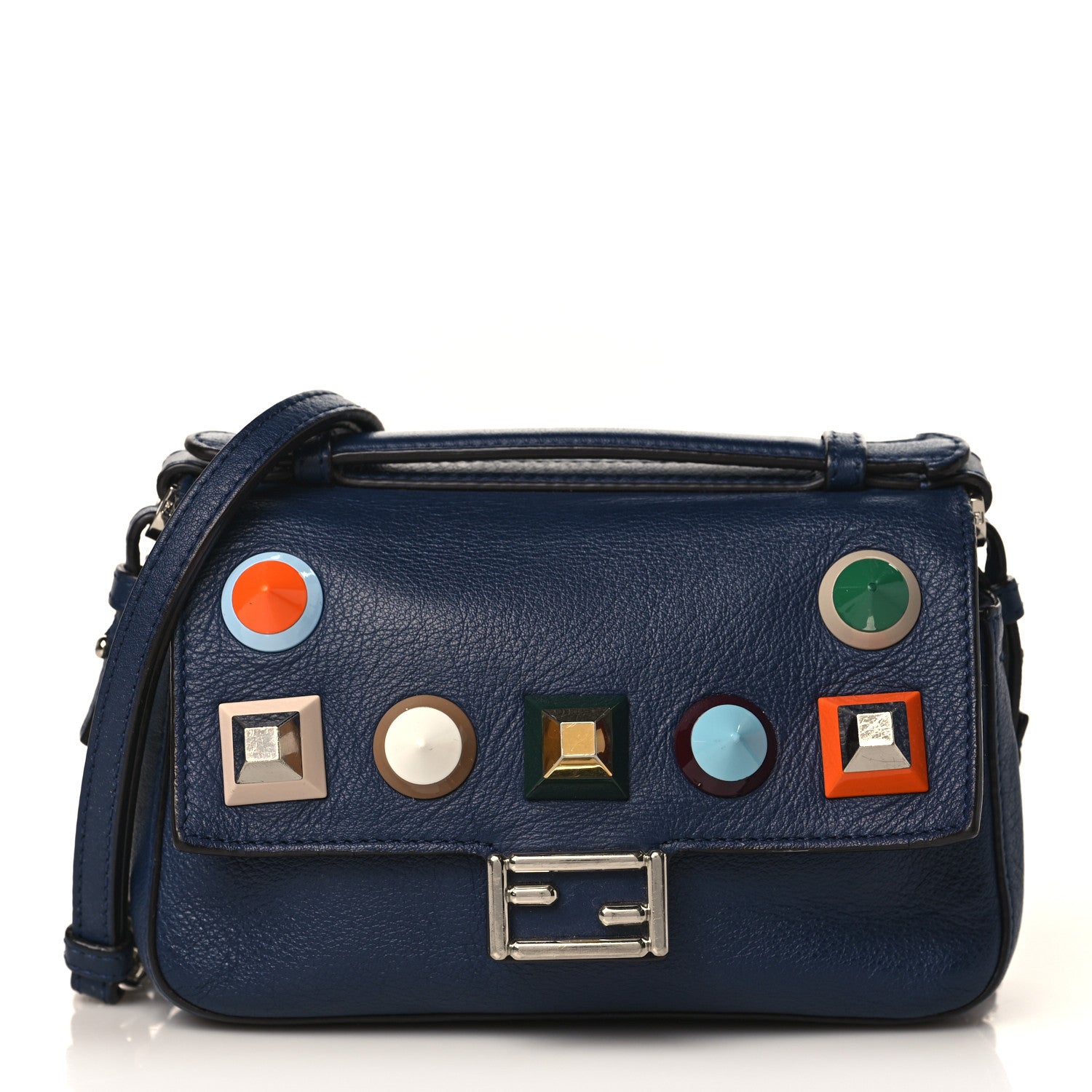 Fendi Vitello Dolce Studded Micro Double Baguette Blueberry Multicolor 1 of 8