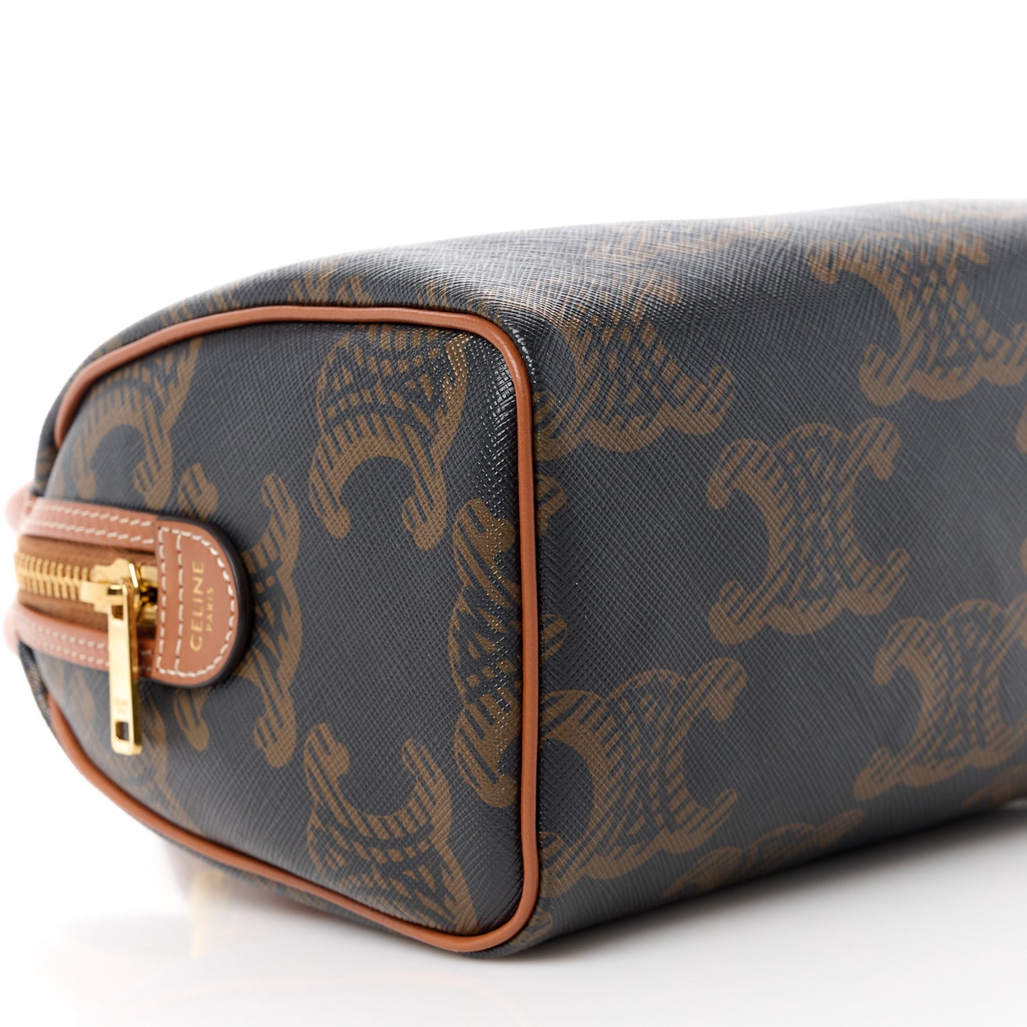 Triomphe Canvas XL Calfskin Small Boston Bag Tan