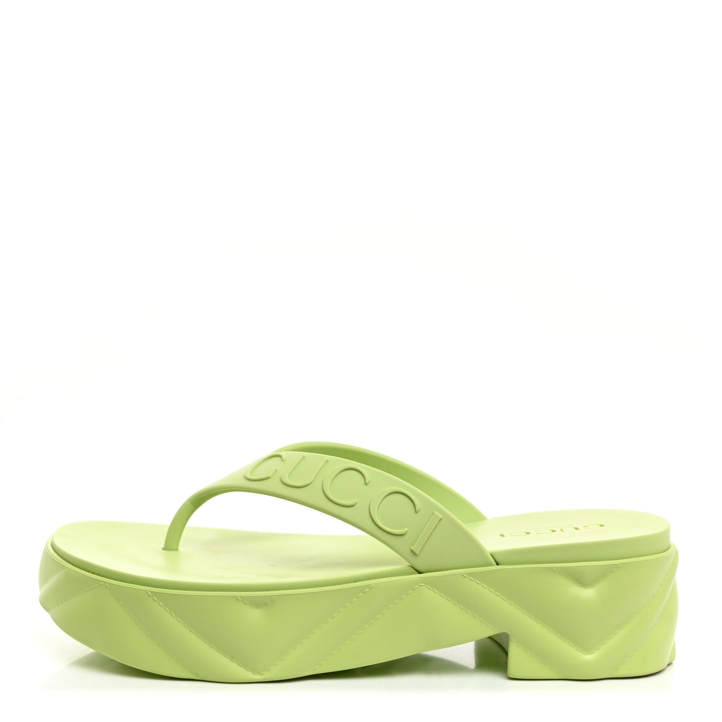 Rubber Chevron Logo Embossed Womens Thong Platform Sandals 41 Light Green
