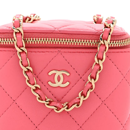 Chanel Lambskin Quilted Mini Vanity Case With Chain Pink 9 of 11
