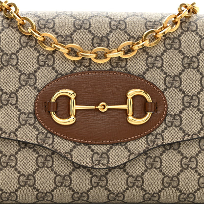 Gucci GG Supreme Monogram Azalea Calfskin Web Small Horsebit 1955 Crossbody Bag Beige Ebony Brown Sugar 9 of 14