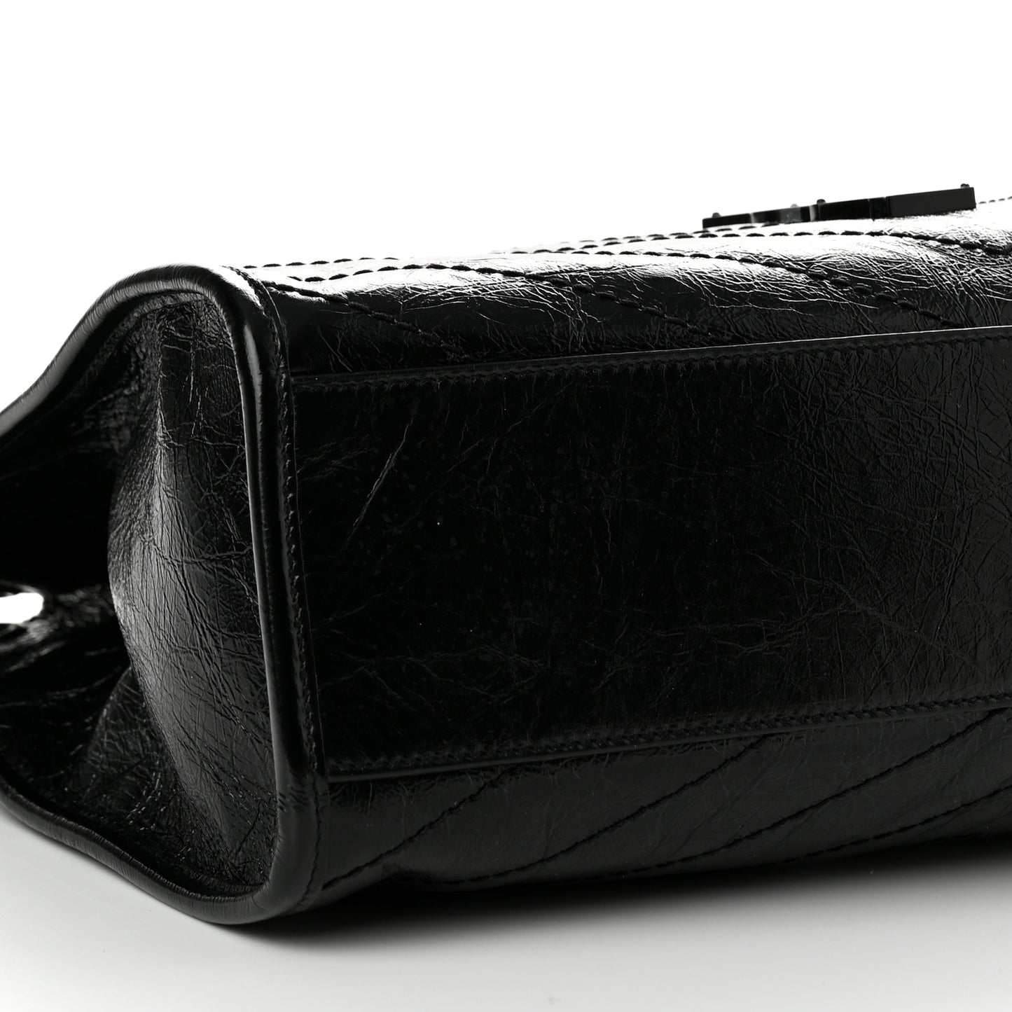 Crinkled Calfskin Matelasse Monogram Medium Niki Shopper Tote Black