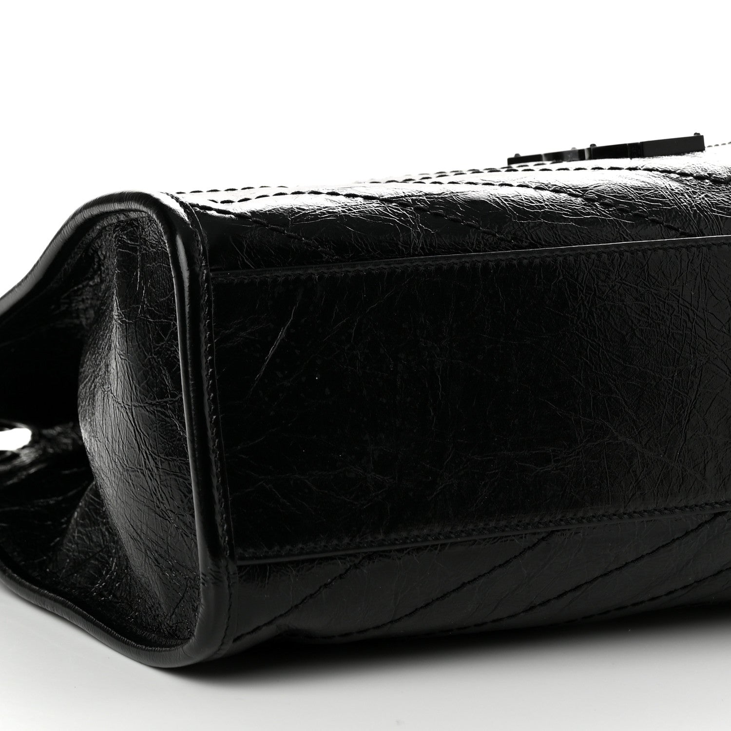 Saint Laurent Crinkled Calfskin Matelasse Monogram Medium Niki Shopper Tote Black 9 of 12