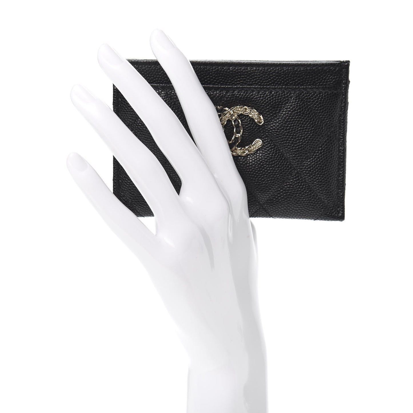 Caviar Quilted French New Wave Card Holder Black
