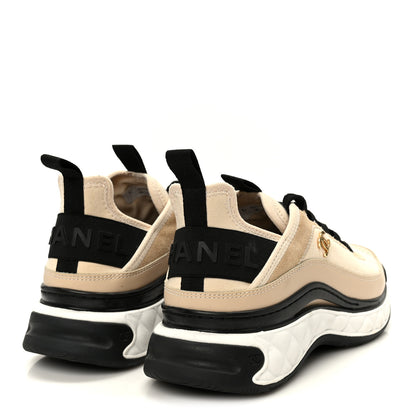 Chanel Velvet Calfskin Mixed Fibers CC Sneakers 37.5 Beige 5 of 10