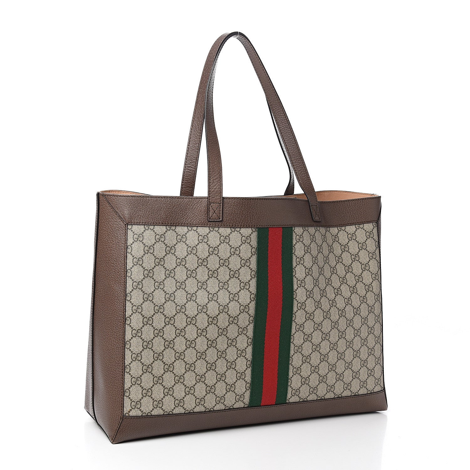 Gucci GG Supreme Monogram Web Large Ophidia Tote Brown 3 of 17