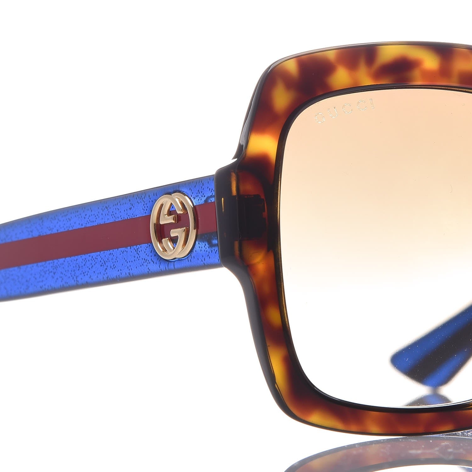Gucci Oversize Square Web GG 0036S Sunglasses Tortoise 8 of 9