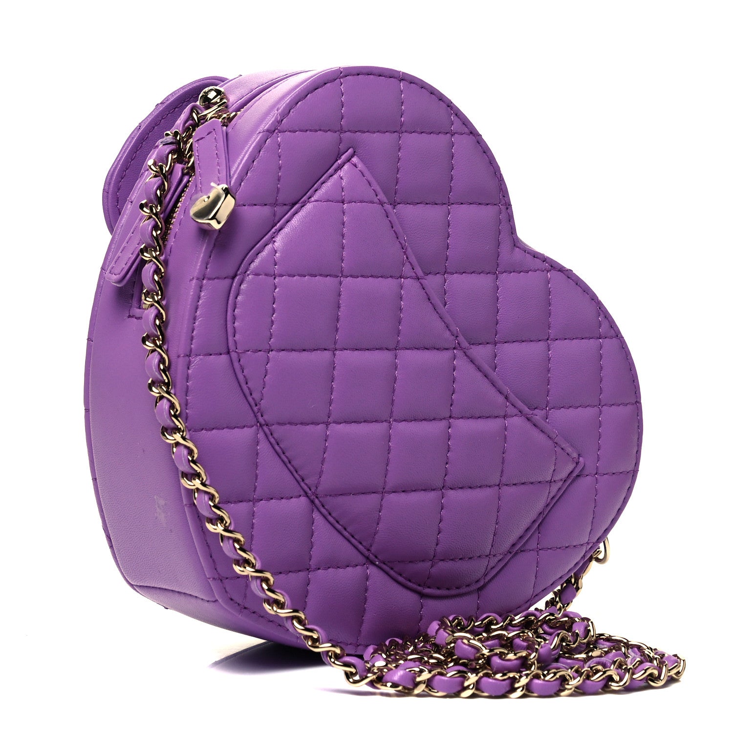 Chanel Lambskin Quilted CC In Love Heart Bag Purple 3 of 8