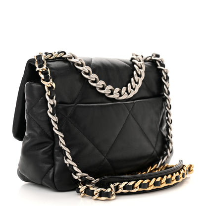 Chanel Shiny Goatskin Quilted Medium Chanel 19 Flap Black 3 of 12