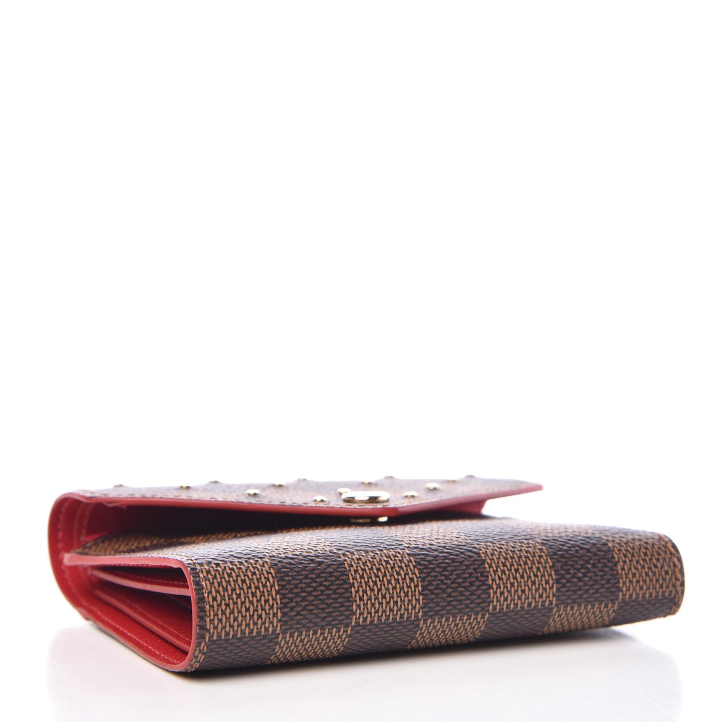 Damier Ebene Studded Victorine Wallet Cherry