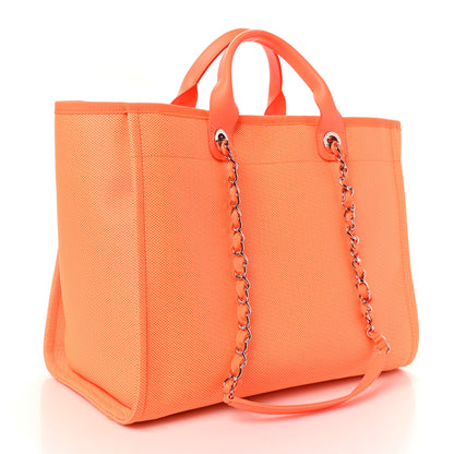 Chanel Mixed Fibers Calfskin Deauville Medium Tote Orange Yellow 4 of 11