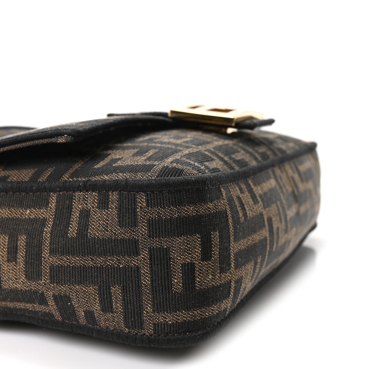 Fendi Fabric Jacquard FF 1974 Medium Baguette Tobacco Moro Black 8 of 9