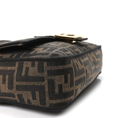 Fendi Fabric Jacquard FF 1974 Medium Baguette Tobacco Moro Black 8 of 9