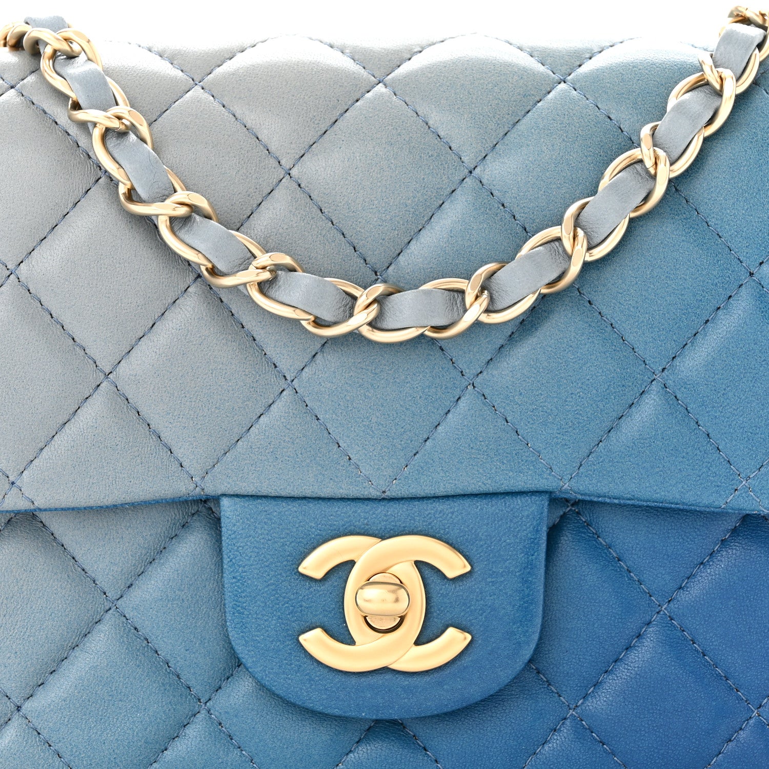 Chanel Lambskin Degrade Quilted Mini Square Flap Light Blue 8 of 11