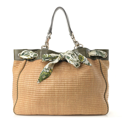 Gucci Natural Straw Ayers Snakeskin Positano Tote 1 of 12