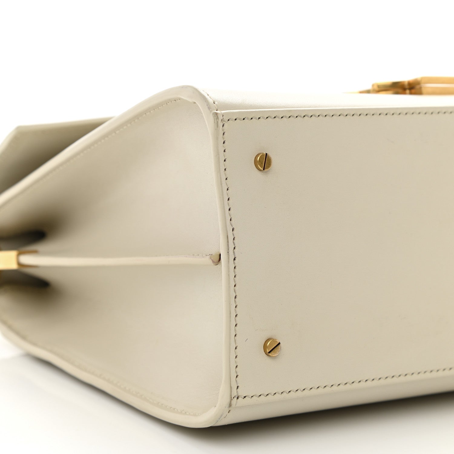 Saint Laurent Smooth Calfskin Medium Classic Monogram Cassandra Top Handle Crema Soft Rouge Legion 10 of 11