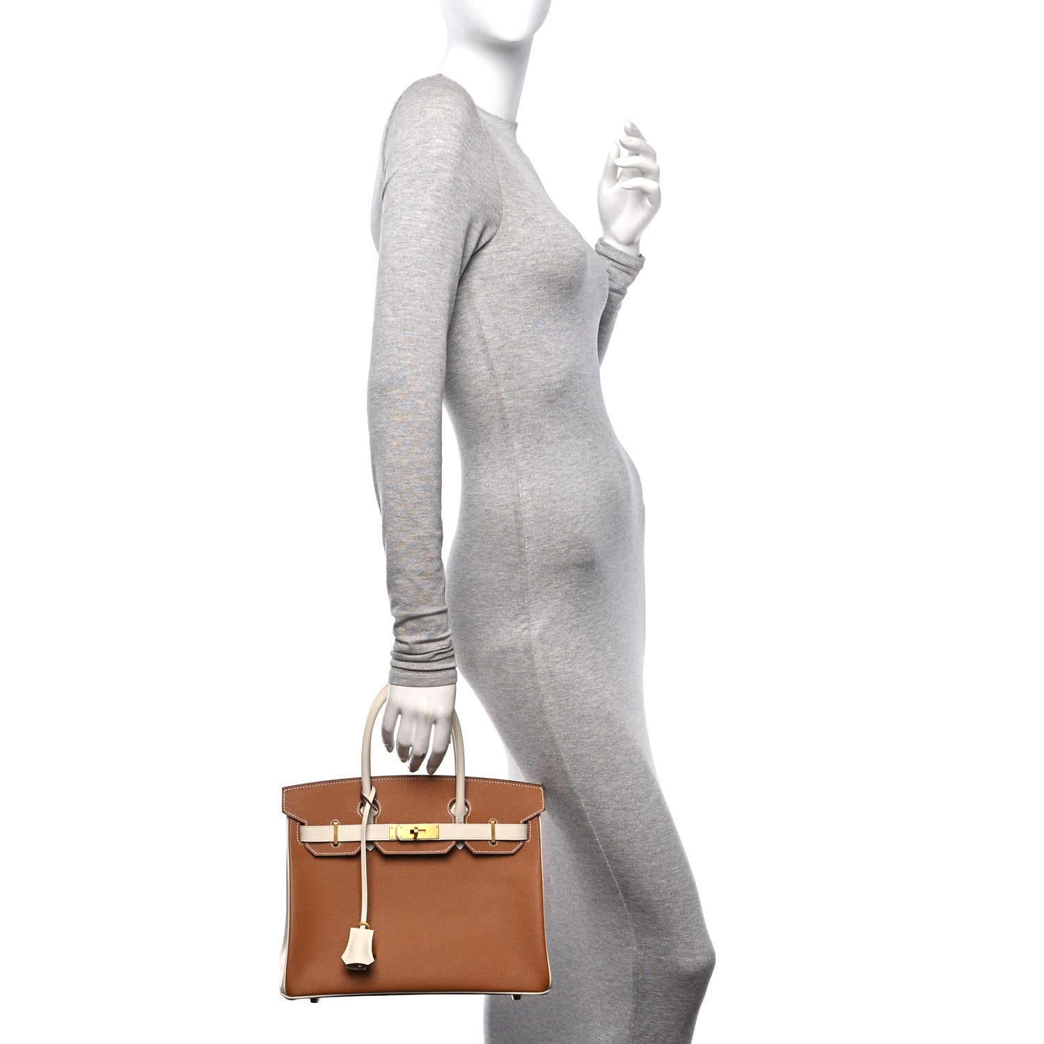Hermes Epsom Horseshoe Birkin 30 Gold Craie 3 of 11