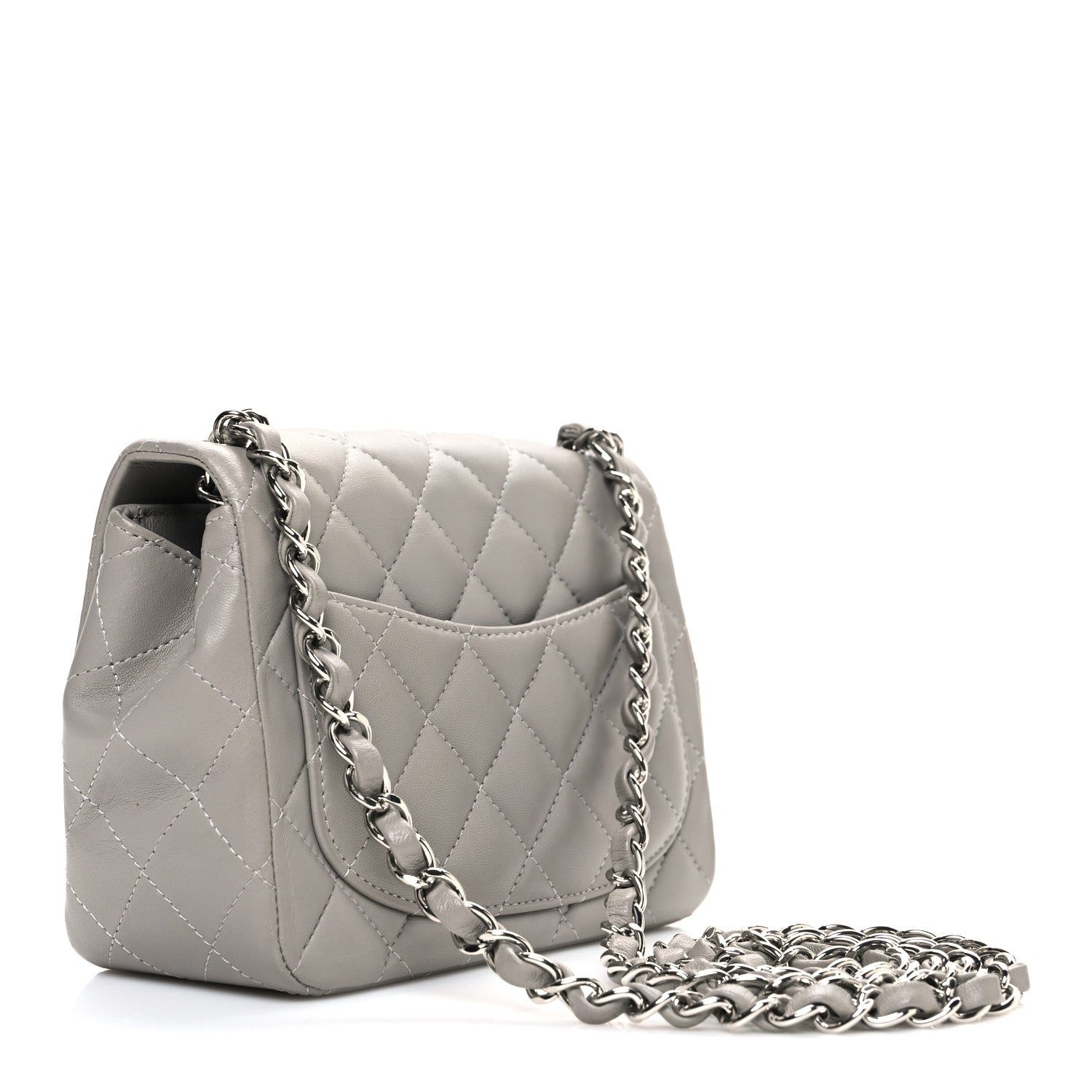 Chanel Lambskin Quilted Mini Square Flap Grey 3 of 10
