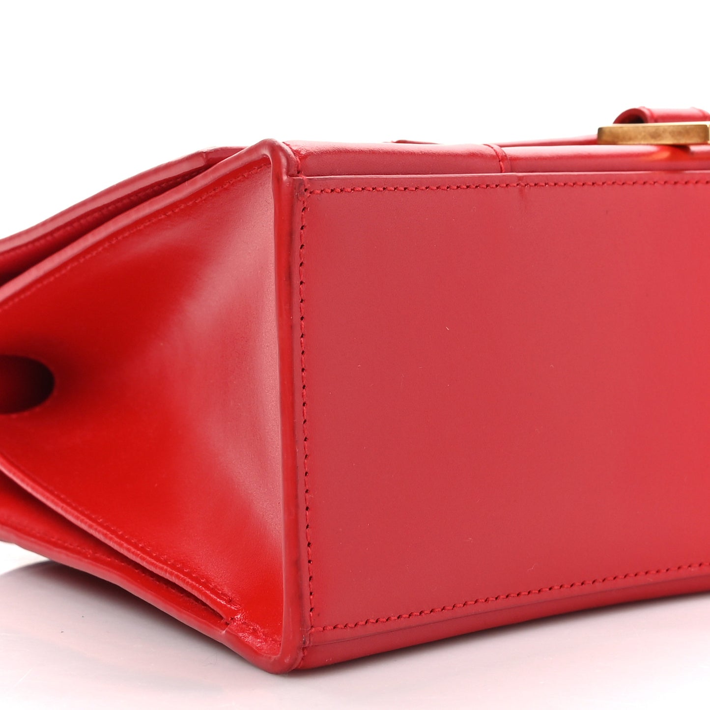 Shiny Box Calfskin Medium Hourglass Top Handle Bag Bright Red