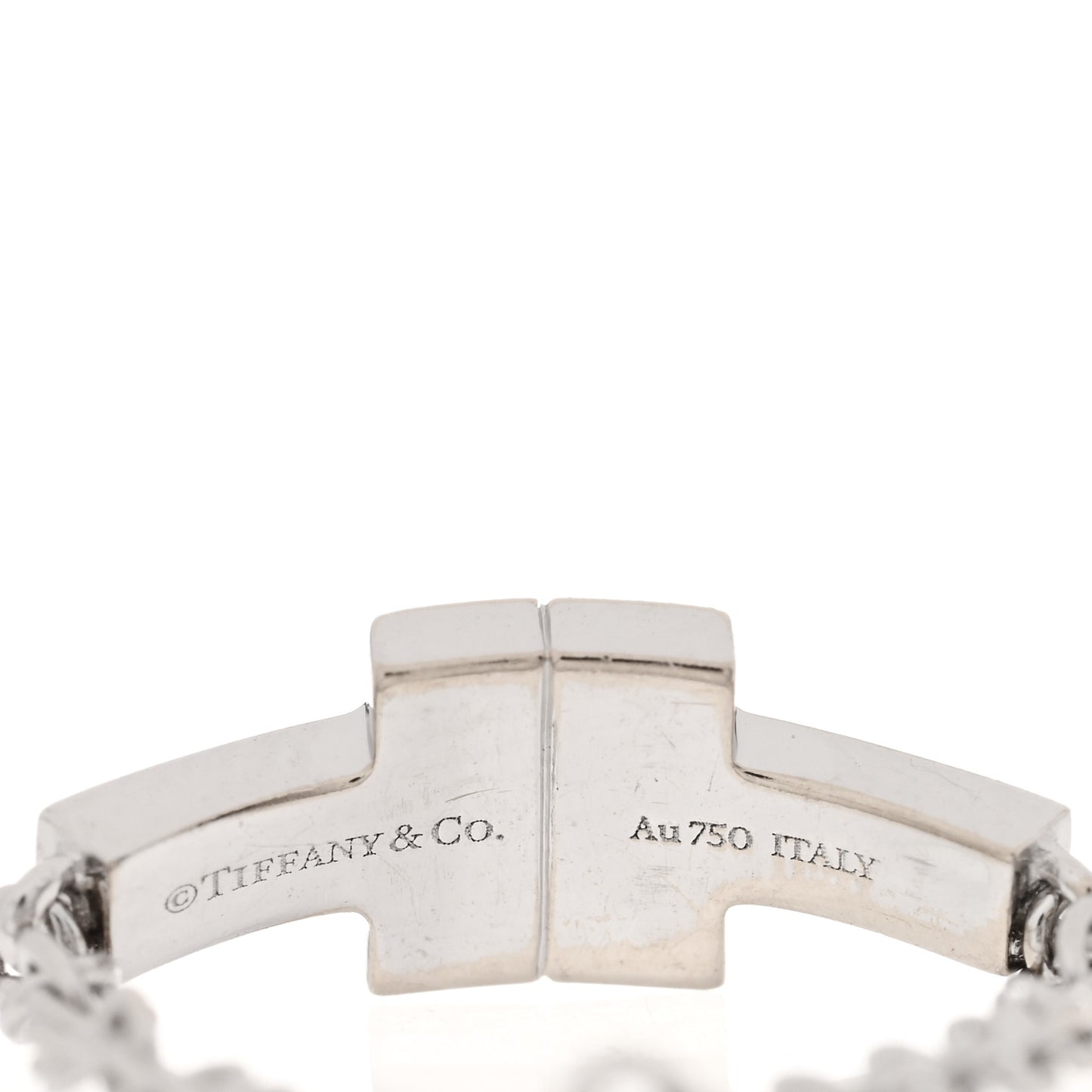 18K White Gold Diamond T Chain Ring 49 5