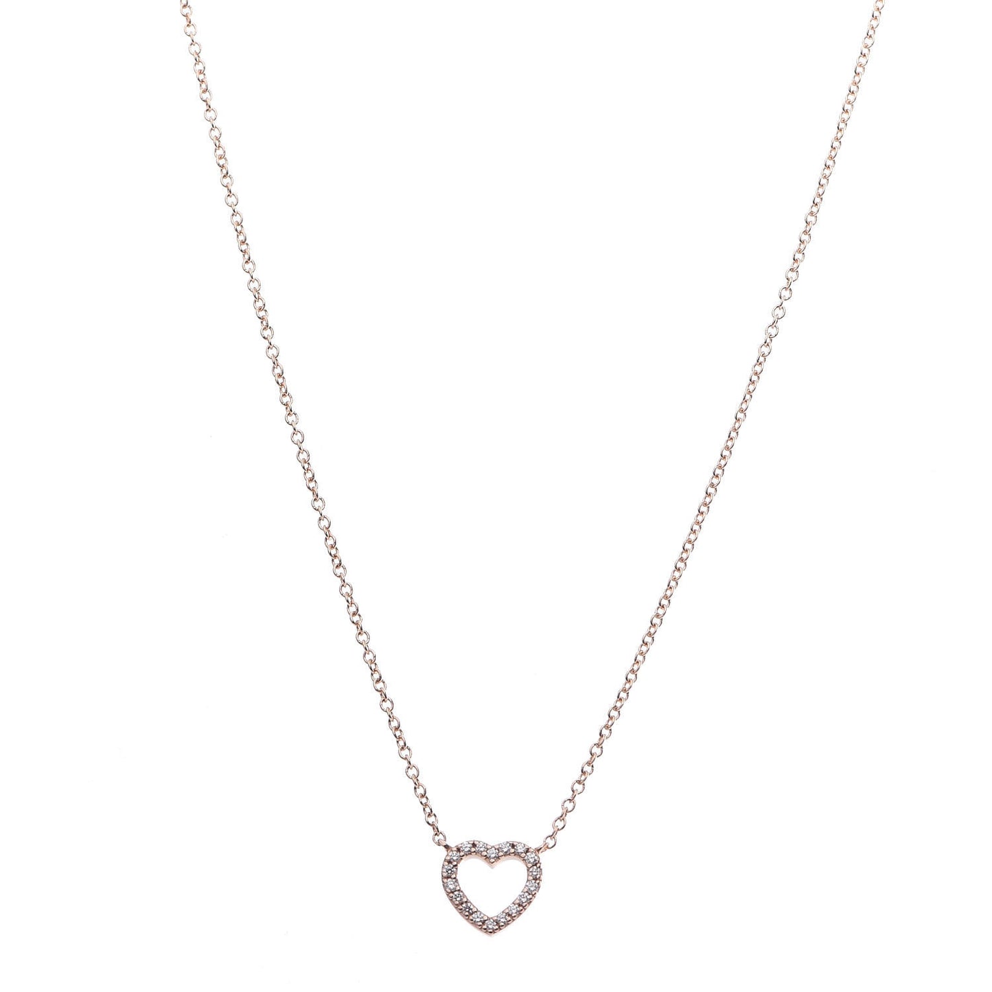 18K Rose Gold Diamond Metro Heart Pendant Necklace