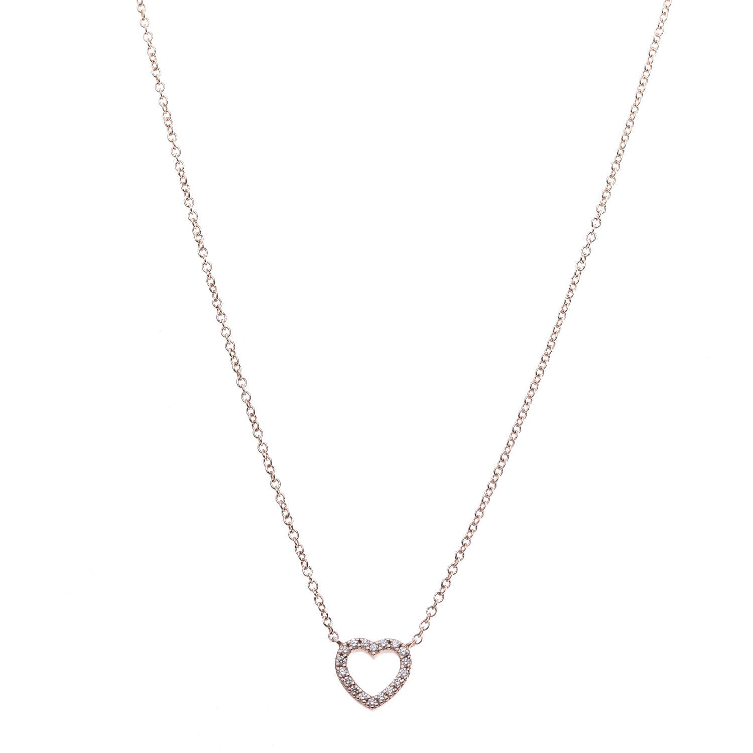 Tiffany 18K Rose Gold Diamond Metro Heart Pendant Necklace 1 of 6