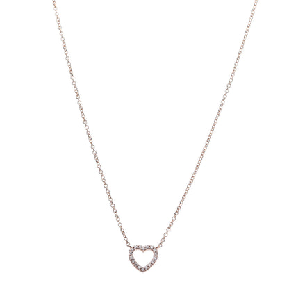 Tiffany 18K Rose Gold Diamond Metro Heart Pendant Necklace 1 of 6
