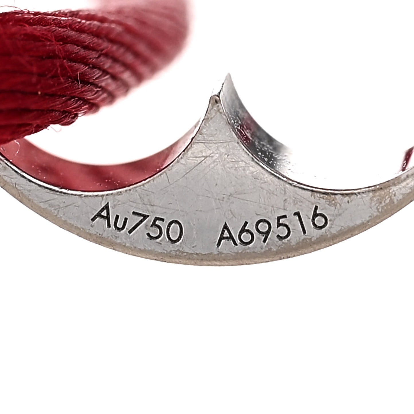 LOUIS VUITTON 18K White Gold Cord Empreinte Adjustable Bracelet Red