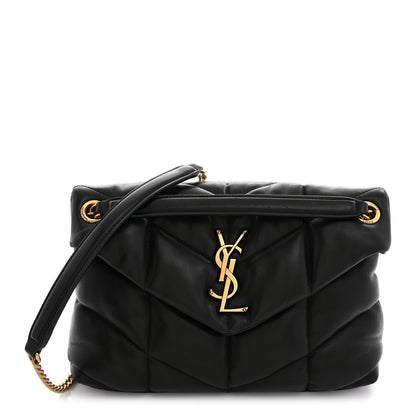Saint Laurent Lambskin Quilted Small Loulou Puffer Monogram Chain Satchel Black 1 of 10