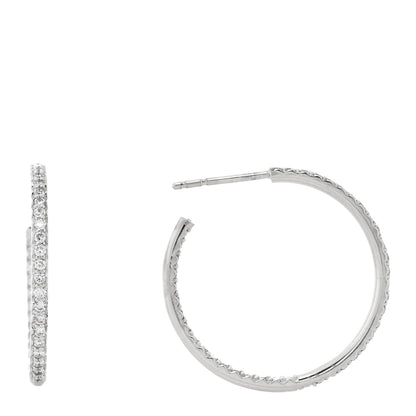 Roberto Coin 18K White Gold Diamond Large Hoop Earrings 1 of 5