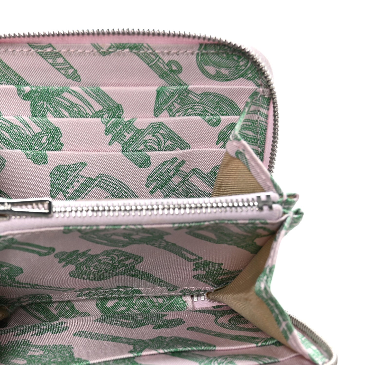 Hermes Epsom Silk'In Compact Wallet Mauve Pale Rose Darling Vert Vertigo 5 of 8