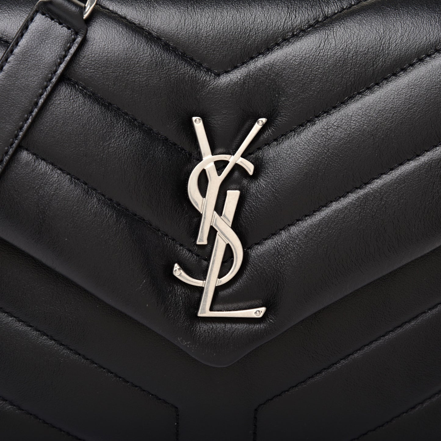 Calfskin Y Quilted Monogram Small Loulou Chain Satchel Black
