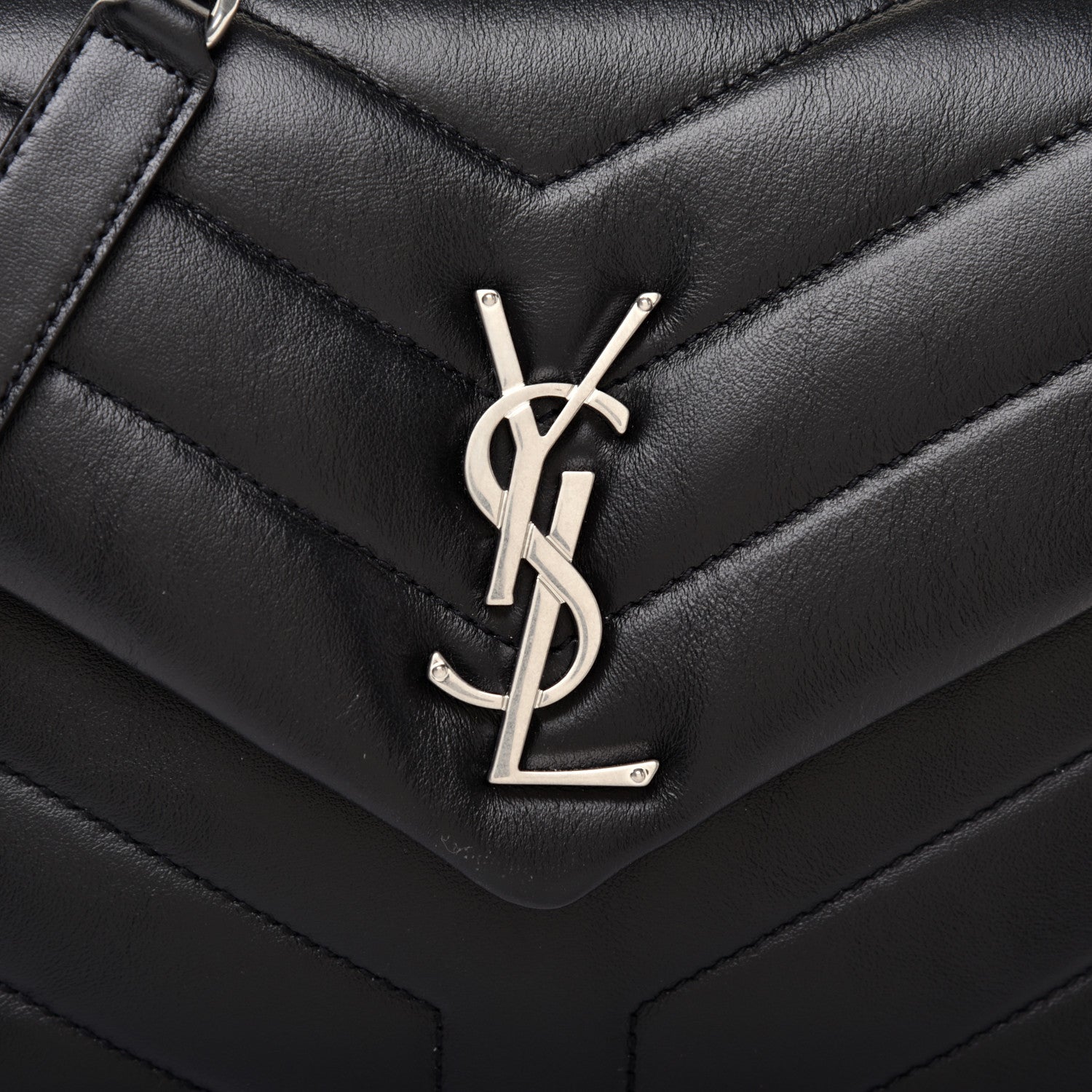 Saint Laurent Calfskin Y Quilted Monogram Small Loulou Chain Satchel Black 11 of 11