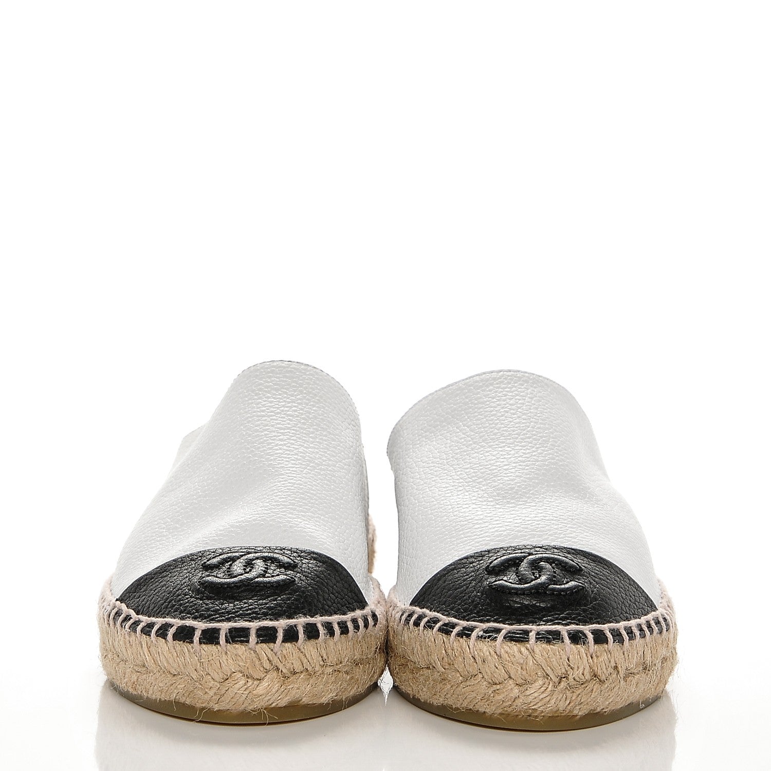 Chanel Grained Calfskin CC Espadrilles 36 White Black 2 of 7