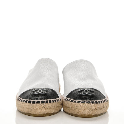 Chanel Grained Calfskin CC Espadrilles 36 White Black 2 of 7