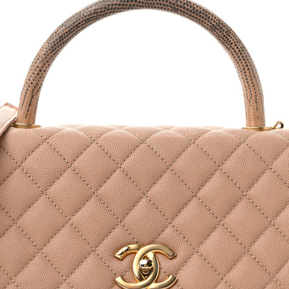 Chanel Caviar Lizard Quilted Small Coco Handle Flap Beige 8 of 13