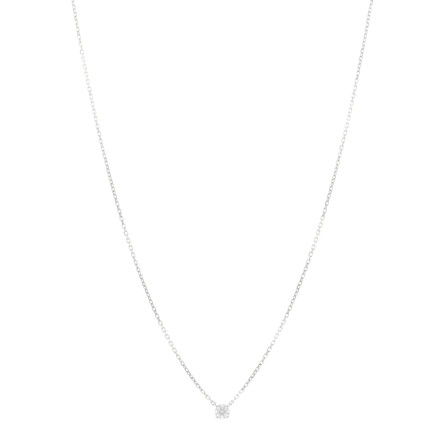 18K White Gold Diamond .19ct 1895 Solitaire Pendant Necklace