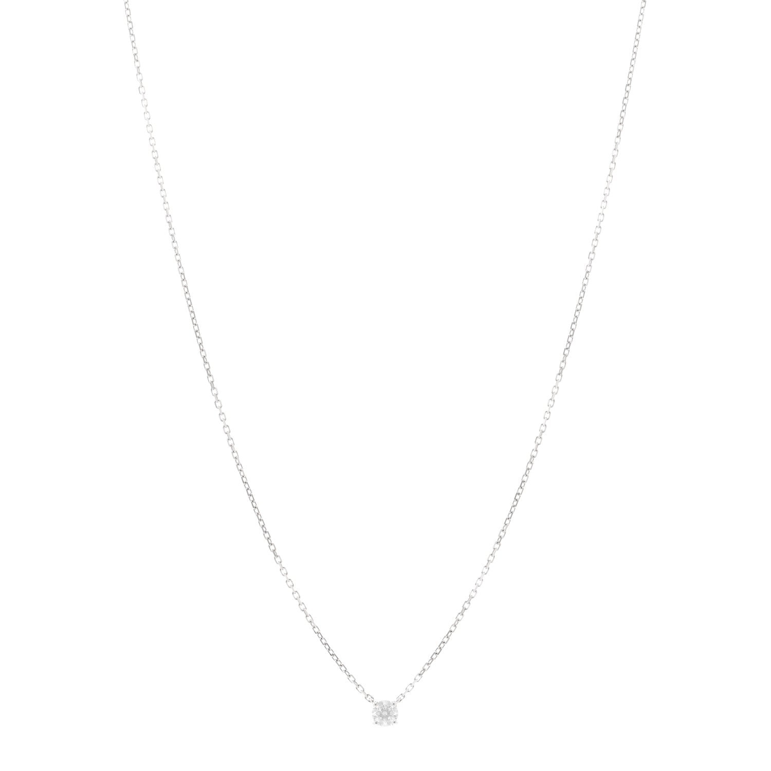 Cartier 18K White Gold Diamond .19ct 1895 Solitaire Pendant Necklace 1 of 5
