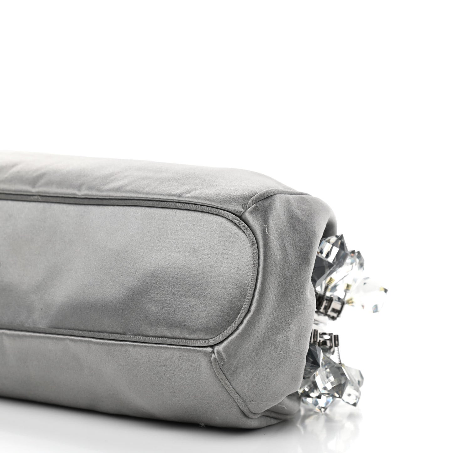 Satin Crystal Clutch Grafite