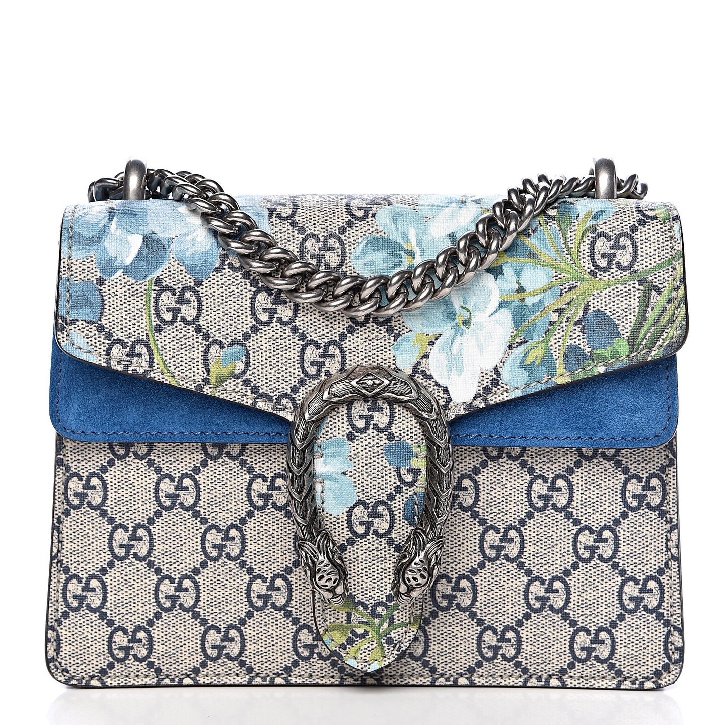 GG Supreme Monogram Blooms Mini Dionysus Shoulder Bag Beige Navy Vintage Blue