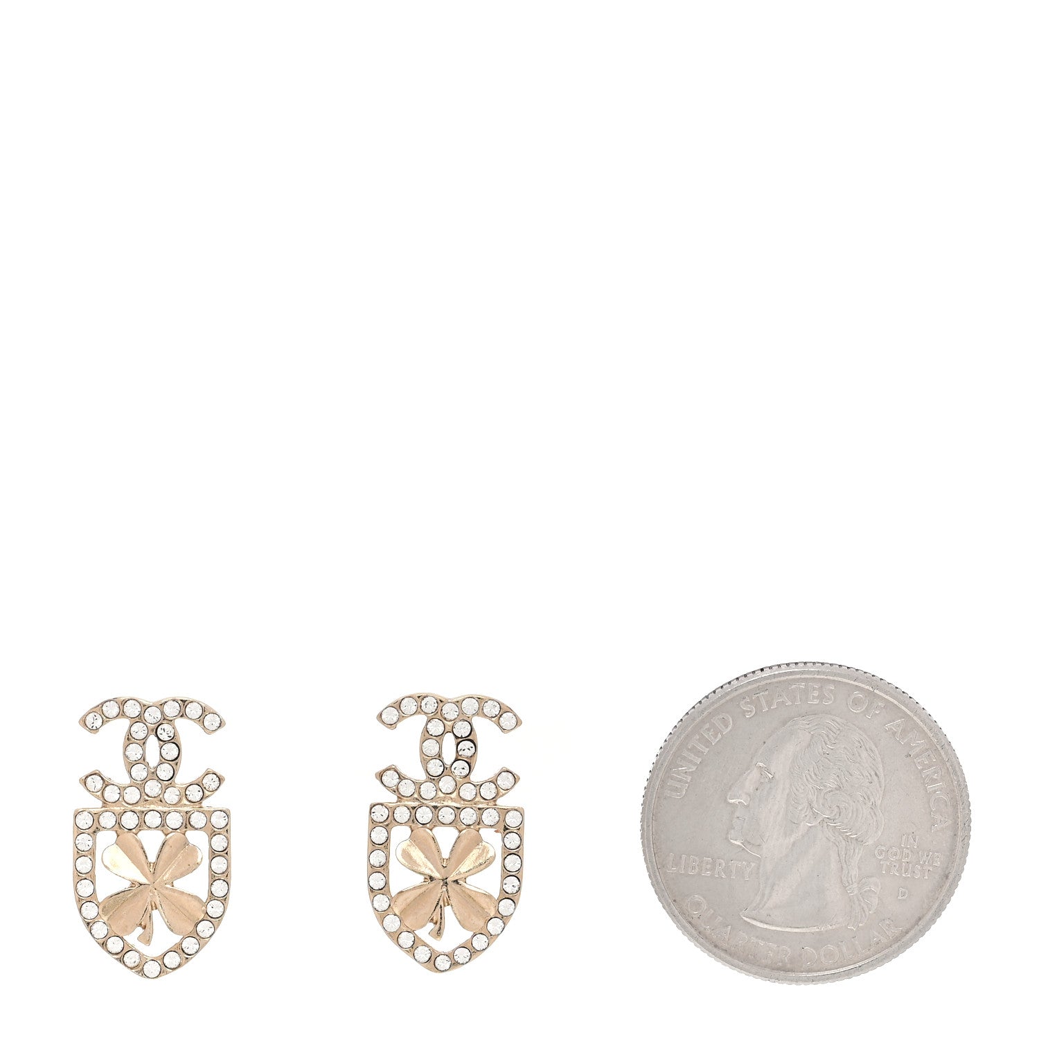 Chanel Crystal CC Sergeant Chanel Earrings Gold 2 of 5