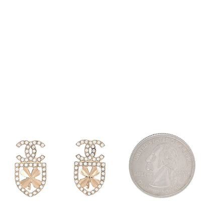 Chanel Crystal CC Sergeant Chanel Earrings Gold 2 of 5
